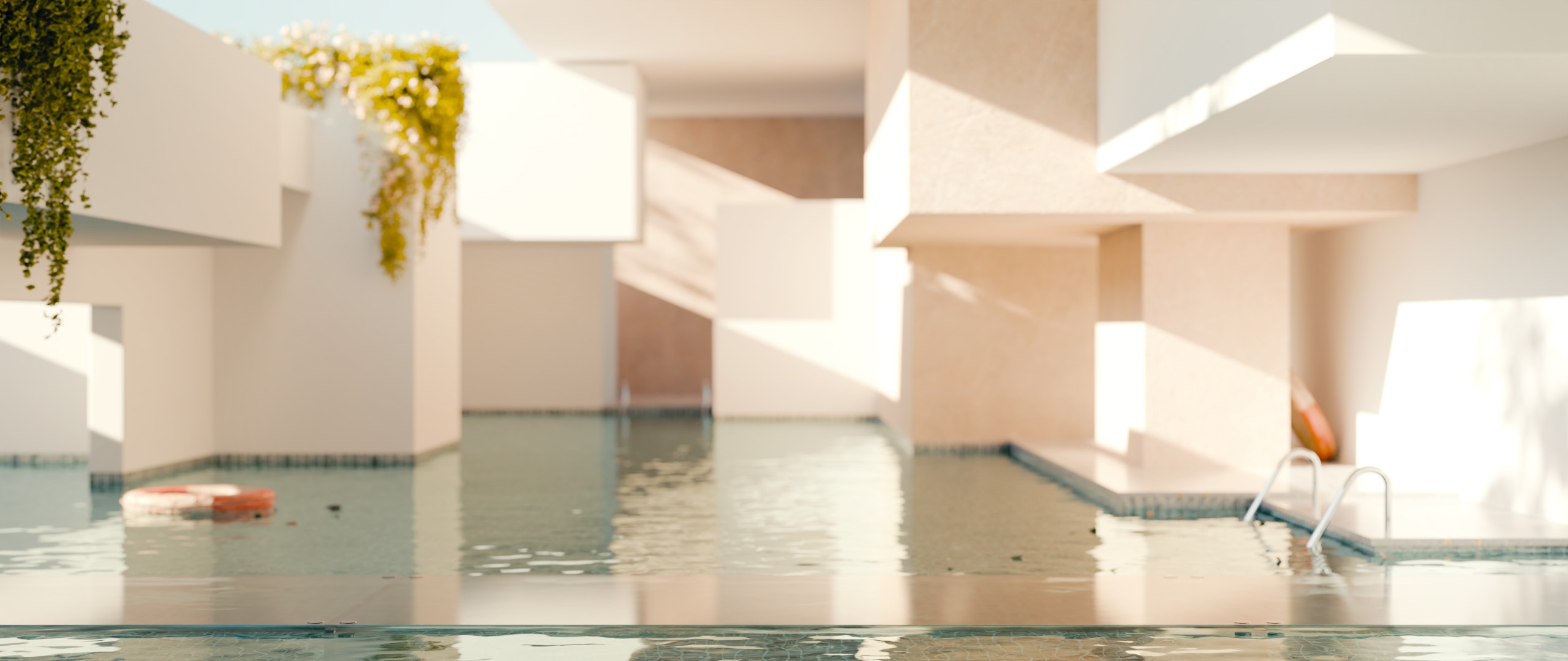 A photo of a swimming pool made of blocks